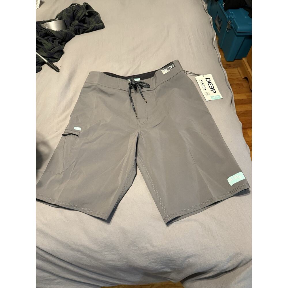 DEEP Adjust Waist Hybrid BOARD SHORTS sz 30 Gray Charcoal 20.5” L Bathing Suit